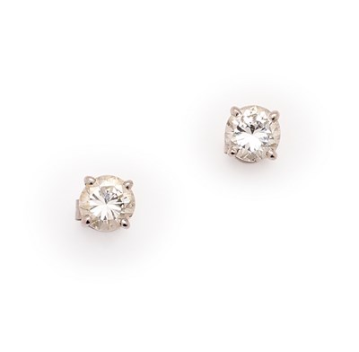 Lot 691 - PAIR OF DIAMOND EAR STUDS