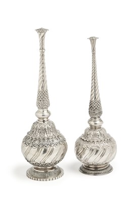 Lot 202 - TWO SILVER ROSEWATER SPRINKLERS, NORTHERN INDIA, CIRCA 1800 AND CIRCA 1900
