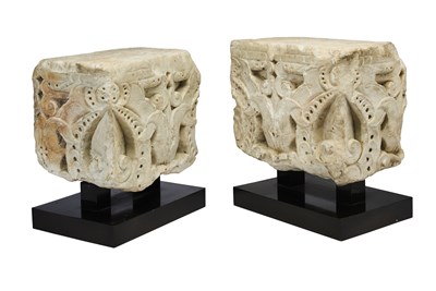Lot 92 - TWO MARINID MARBLE ARCHITECTURAL ELEMENTS, MOROCCO, CIRCA 14TH CENTURY