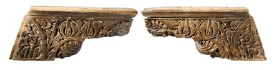 Lot 91 - TWO CARVED WOODEN CORBELS, SPAIN OR NORTH AFRICA, CIRCA 14TH CENTURY