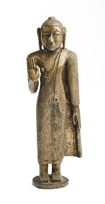 Lot 248 - A SINHALESE BRONZE STANDING FIGURE OF BUDDHA, SRI LANKA, 19TH CENTURY