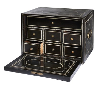 Lot 215 - AN EBONY TABLE CABINET, GUJARAT, WESTERN INDIA, CIRCA 1700
