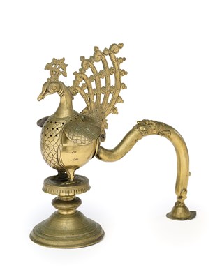 Lot 195 - A DECCANI BRASS INCENSE BURNER IN THE FORM OF A HAMSA, 16TH/17TH CENTURY