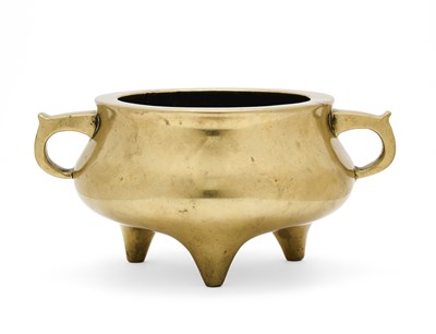 Lot 93 - A CHINESE BRONZE TRIPOD CENSER, QING DYNASTY, 18/19TH CENTURY