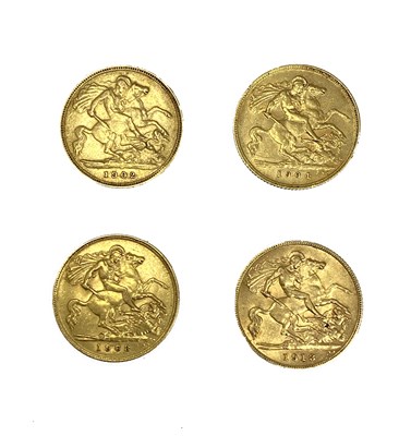 Lot 558 - FOUR GOLD HALF SOVEREIGNS