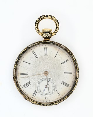Lot 529 - GOLD AND ENAMEL POCKET WATCH, SWISS, CIRCA 1825