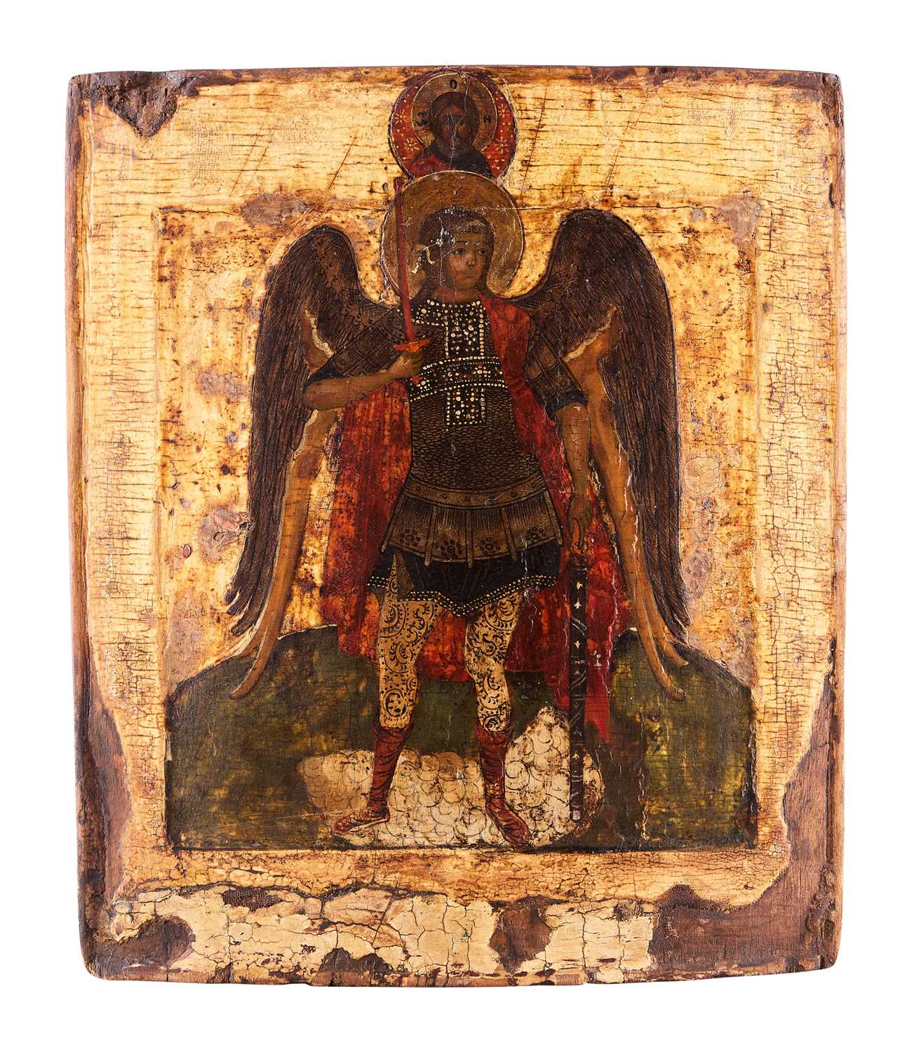 Lot 37 - AN ICON OF ARCHANGEL MICHAEL, RUSSIAN, CIRCA 1700