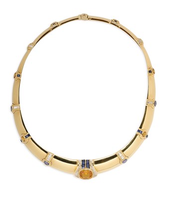 Lot 762 - SAPPHIRE AND DIAMOND COLLAR, 1980s