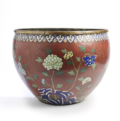 Lot 63 - A LARGE CHINESE CLOISONNE ENAMEL JARDINIERE, QING DYNASTY, 19TH CENTURY