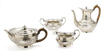 Lot 188 - A VICTORIAN SILVER FOUR-PIECE TEA AND COFFEE SET, ELKINGTON & CO. LTD., LONDON, 1896 / 97