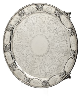 Lot 189 - A VICTORIAN SILVER LARGE SALVER, ELKINGTON & CO., BIRMINGHAM, 1884