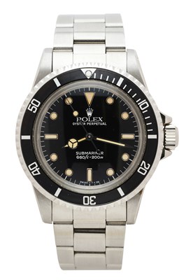 Lot 519 - ROLEX, SUBMARINER, REF.5513: GENTLEMAN'S STAINLESS STEEL BRACELET WATCH, CIRCA 1985