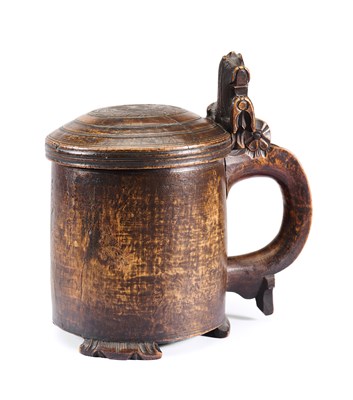 Lot 75 - A BIRCH WOOD 'PEG' TANKARD, NORWEGIAN, 18TH CENTURY