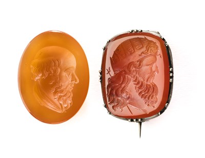 Lot 277 - TWO CARNELIAN INTAGLIOS AFTER THE ANTIQUE, ITALIAN, EARLY 19TH CENTURY