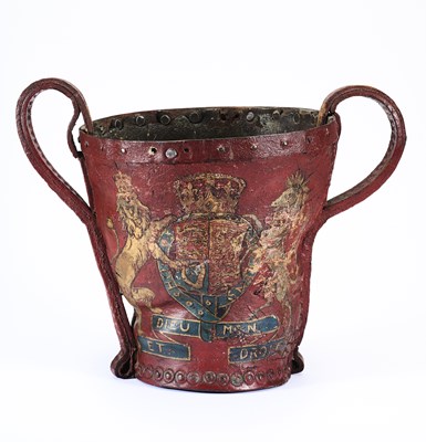 Lot 80 - A GEORGE III LEATHER FIRE BUCKET, CIRCA 1800