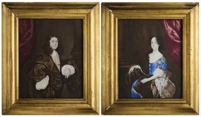 Lot 284 - A PAIR OF PORTRAIT MINIATURES OF A LADY AND GENTLEMAN, ATTRIBUTED TO RICHARD GIBSON (1615-1690)