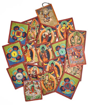 Lot 240 - A COLLECTION OF SMALL BUDDHIST PAINTINGS (TSAKLI), TIBET, LATE 19TH/EARLY 20TH CENTURY