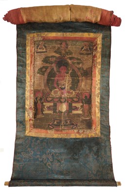 Lot 144 - A THANG-KA DEPICTING AMITAYUS, TIBET, 19TH CENTURY