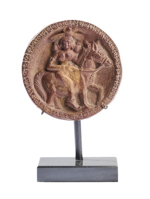 Lot 170 - A SUNGA STONE ROUNDEL, NORTHERN INDIA, 1ST CENTURY B.C./FIRST CENTURY A.D.