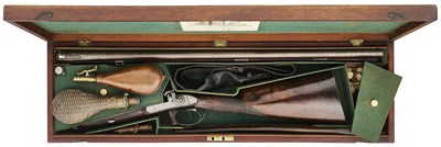 Lot 293 - A CASED 13 BORE PERCUSSION D.B. SPORTING GUN, BY C. MOORE, 77 ST. JAMES’S STREET, LONDON