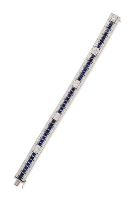 Lot 660 - SAPPHIRE AND DIAMOND BRACELET