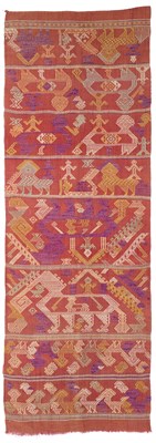 Lot 230 - A COTTON AND SILK SASH, LAOS, EARLY 20TH CENTURY