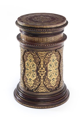 Lot 225 - A GILT-EMBOSSED LEATHER AND WOOD BOX, PROBABLY ITALY, 19TH CENTURY