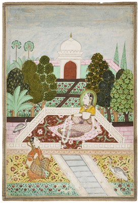 Lot 25 - A DEPICTION OF A PRINCESS SEATED ON A TERRACE, HYDERABAD, CENTRAL INDIA, CIRCA 1830
