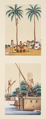 Lot 42 - SIX PAINTINGS OF FIGURES AND SCENES, TRICHINOPOLY, SOUTH INDIA, SECOND HALF 19TH CENTURY