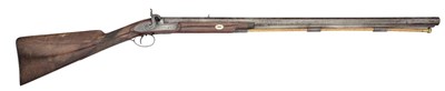 Lot 355 - AN 18 BORE PERCUSSION SPORTING RIFLE SIGNED W. LANDELL, GLASGOW, MID-19TH CENTURY