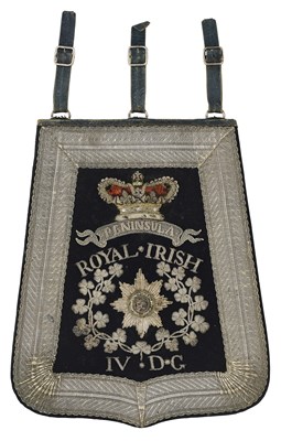 Lot 263 - A GEORGIAN OFFICER’S SABRETACHE OF THE 4TH (ROYAL IRISH) DRAGOON GUARDS, CIRCA 1820-30