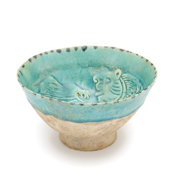 Lot 81 - A BAMIYAN TURQUOISE GLAZED POTTERY BOWL, PROBABLY AFGHANISTAN, CIRCA 1200