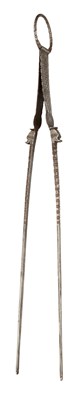 Lot 574 - A LARGE PAIR OF INDIAN TONGS, 19TH CENTURY