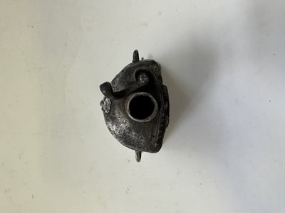 Lot 84 - AN ITALIAN PRIMING-FLASK FORMED ENTIRELY OF STEEL, LAST QUARTER OF THE 16TH CENTURY