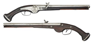 Lot 114 - A RARE PAIR OF 30 BORE DUTCH MILITARY WHEEL-LOCK HOLSTER PISTOLS, CIRCA 1650