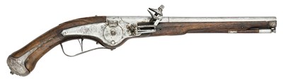Lot 118 - A 21 BORE GERMAN MILITARY WHEEL-LOCK HOLSTER PISTOL, CIRCA 1680