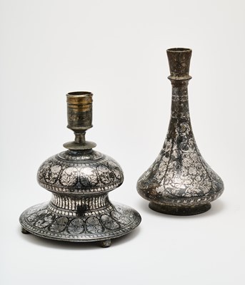 Lot 442 - TWO BIDRI HUQQA BOTTLES, DECCAN, MID-19TH CENTURY