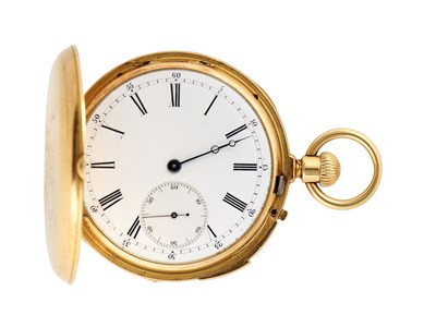 Lot 304 - GOLD QUARTER REPEATING HUNTER CASED POCKET WATCH, RETAILED BY CHARLES FRODSHAM OF LONDON, SWISS, LATE 19TH CENTURY
