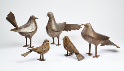 Lot 341 - FIVE QAJAR STEEL FIGURES OF BIRDS, PERSIA, CIRCA 1900