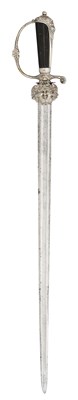 Lot 5 - AN ENGLISH SILVER-HILTED HUNTING SWORD, CIRCA 1745, INDISTINCT SILVER HALLMARKS AND MAKER’S MARK