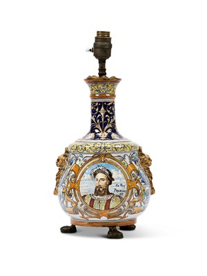 Lot 16 - A BLOIS (ULYSSE BESNARD) FAIENCE VASE MOUNTED AS A LAMP, CIRCA 1900