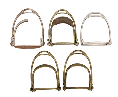 Lot 600 - A PAIR OF B. COPE’S PATENT STIRRUPS, AND THREE OTHER PATENT STIRRUPS, LATE 19TH/EARLY 20TH CENTURY