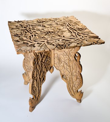 Lot 450 - AN ANGLO-INDIAN CARVED WOOD TABLE, 1920-30