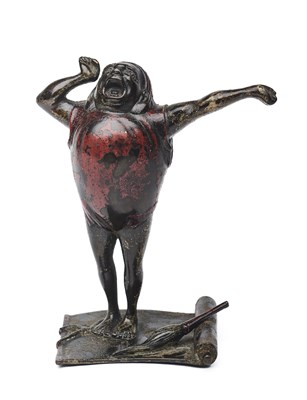 Lot 153 - A JAPANESE BRONZE OKIMONO OF DARUMA