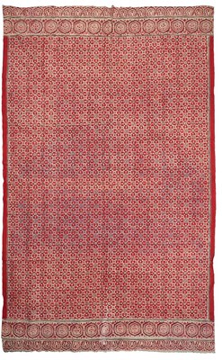 Lot 171 - TWO AJRAKH BLOCK PRINTED COTTON COVERS, SINDH OR KUTCH, 20TH CENTURY