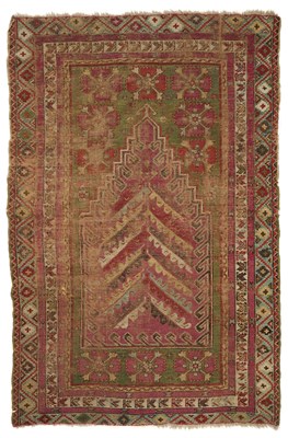 Lot 182 - A KIRSHEHIR PRAYER RUG, CENTRAL ANATOLIA, FIRST HALF 19TH CENTURY