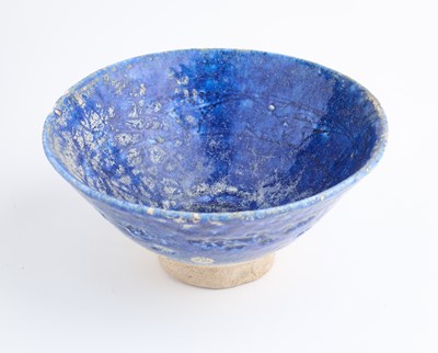 Lot 354 - TWO KASHAN COBALT BLUE GLAZED BOWLS, PERSIA, CIRCA 12TH CENTURY