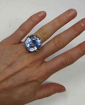 Lot 501 - SAPPHIRE AND DIAMOND COCKTAIL RING, 1960s