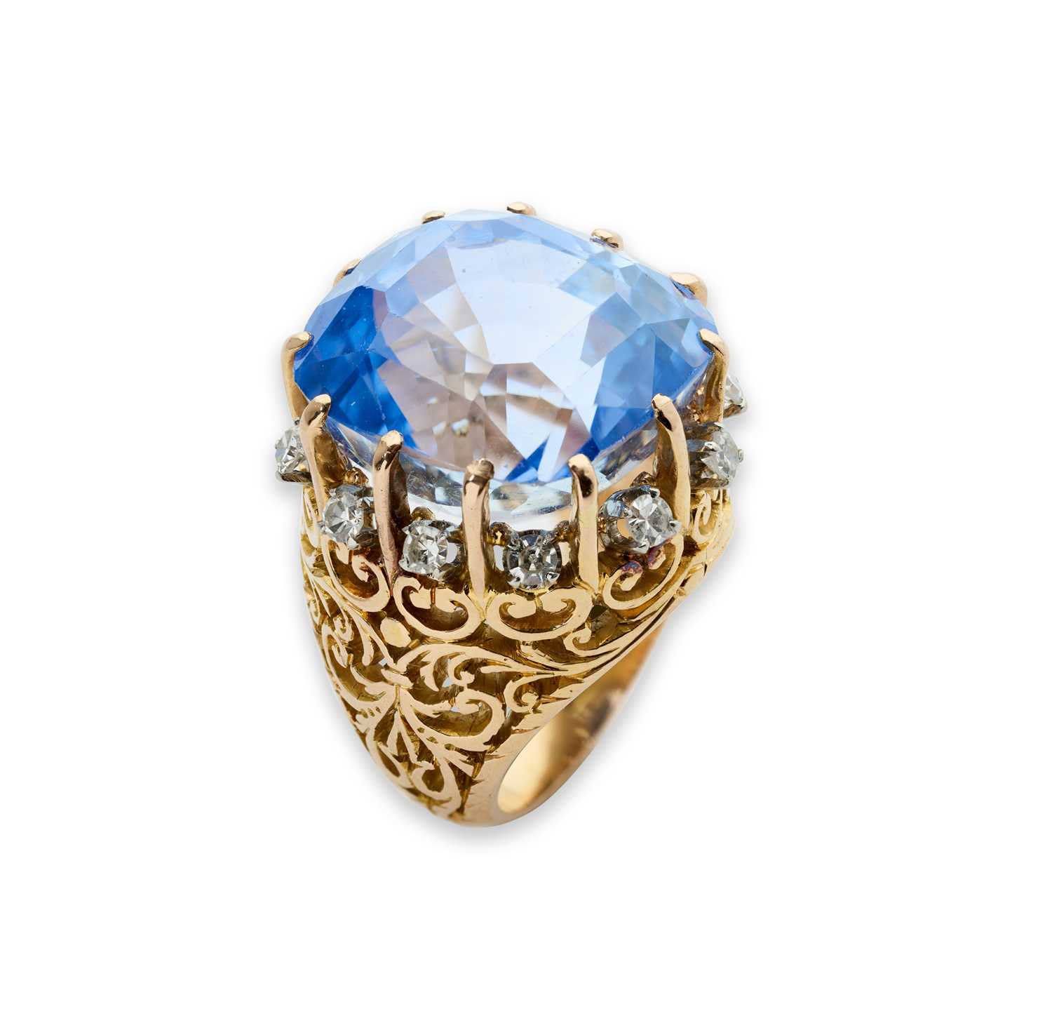 Lot 501 - SAPPHIRE AND DIAMOND COCKTAIL RING, 1960s