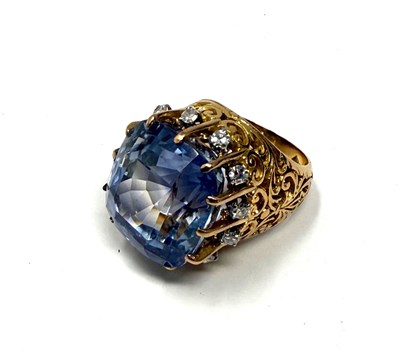 Lot 501 - SAPPHIRE AND DIAMOND COCKTAIL RING, 1960s